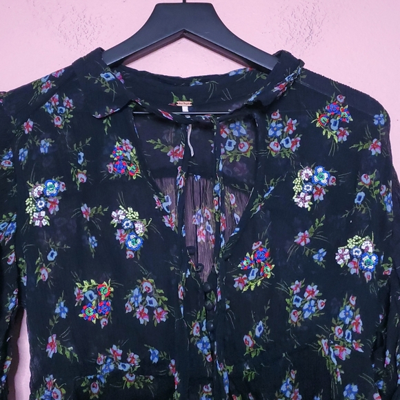 Free People Buttercup Embellished Button Down Sequin Top in Black - Picture 5 of 12